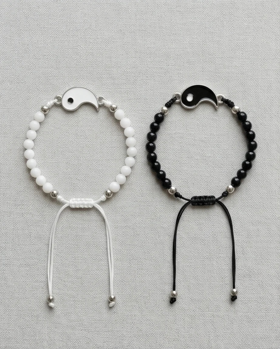 The Harmonic Bond: Yin & Yang Beaded Bracelet Set