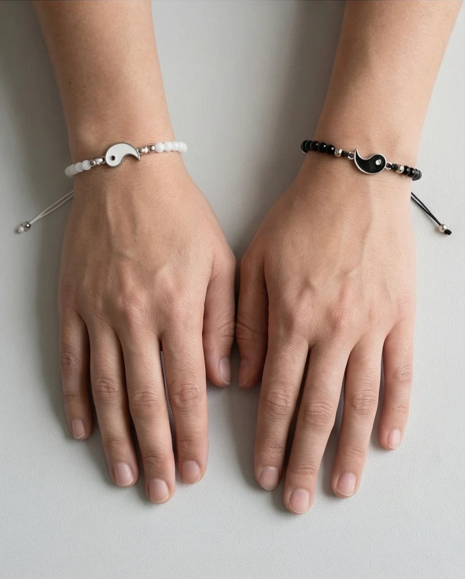 The Harmonic Bond: Yin & Yang Beaded Bracelet Set