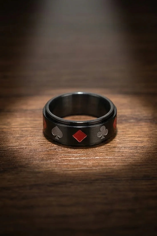 Royal Flush: Iconic Suits Engraved Fidget Ring