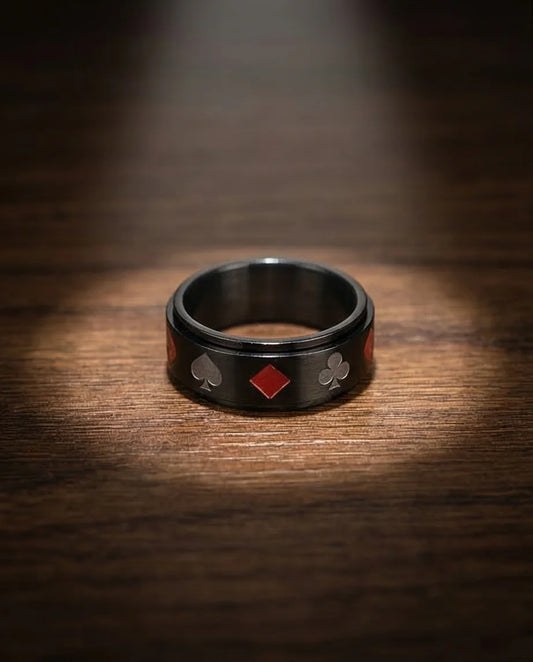 Royal Flush: Iconic Suits Engraved Fidget Ring