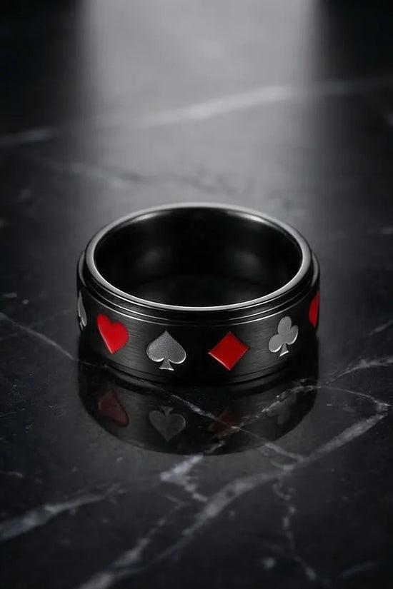 Royal Flush: Iconic Suits Engraved Fidget Ring