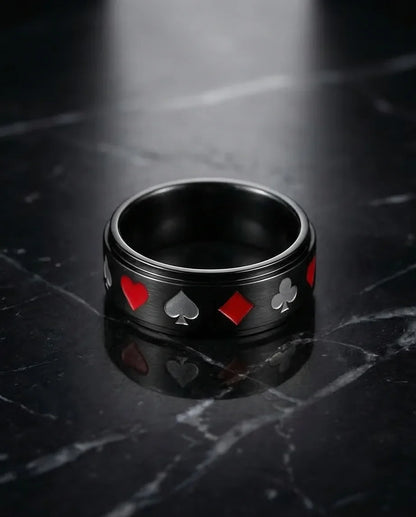 Royal Flush: Iconic Suits Engraved Fidget Ring