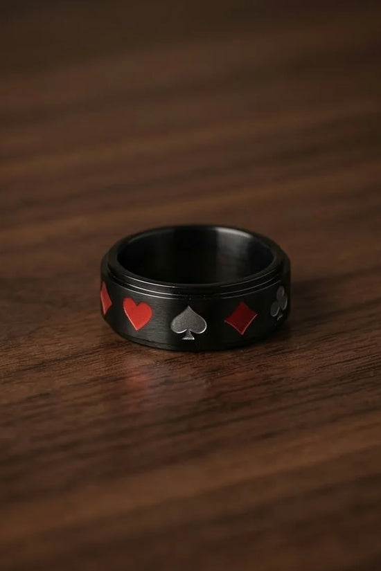 Royal Flush: Iconic Suits Engraved Fidget Ring