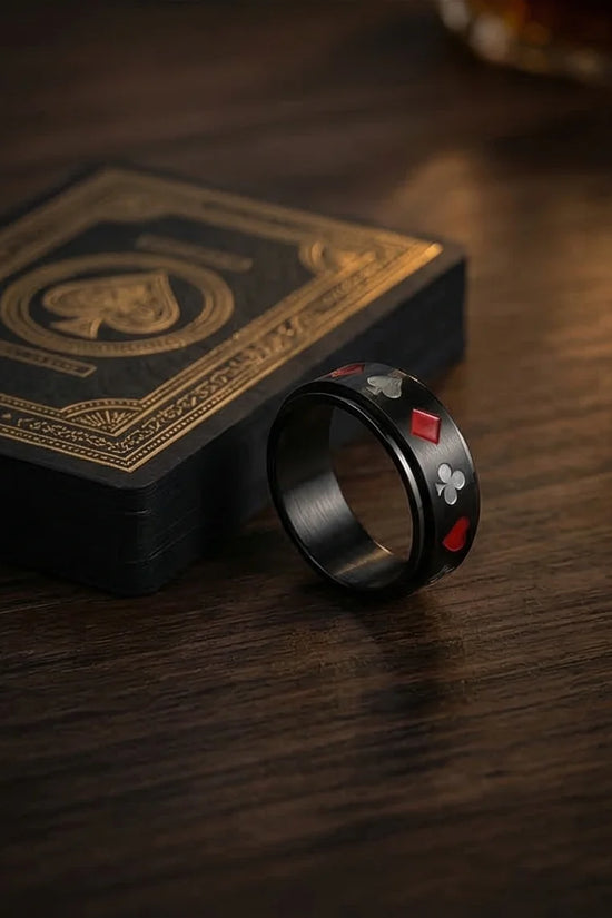 Royal Flush: Iconic Suits Engraved Fidget Ring