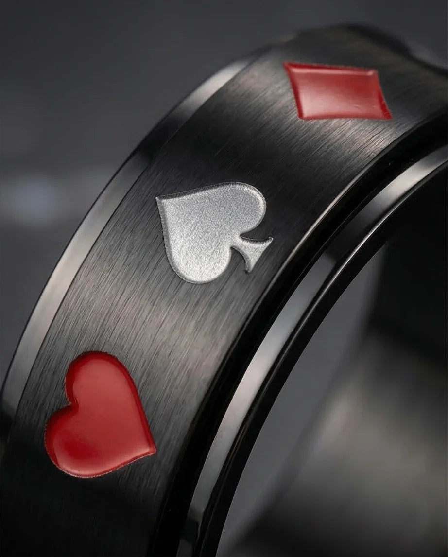 Royal Flush: Iconic Suits Engraved Fidget Ring