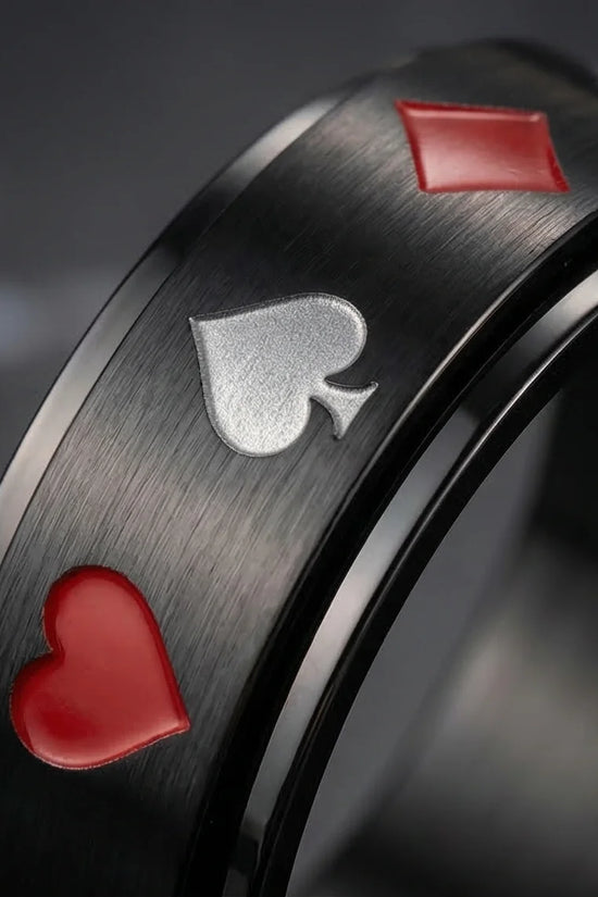 Royal Flush: Iconic Suits Engraved Fidget Ring