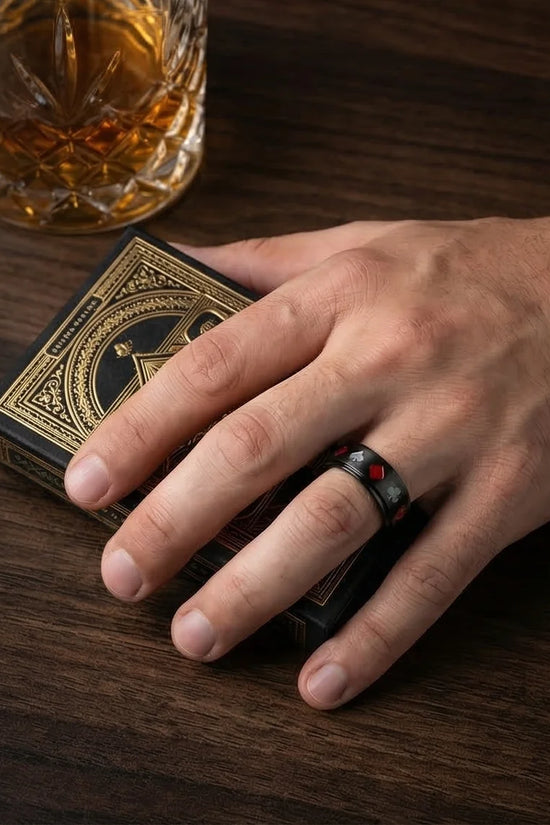 Royal Flush: Iconic Suits Engraved Fidget Ring