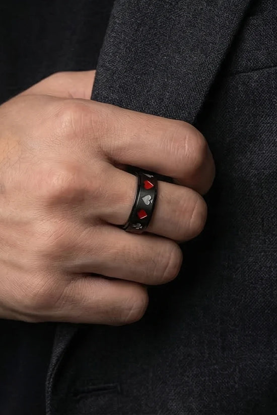 Royal Flush: Iconic Suits Engraved Fidget Ring
