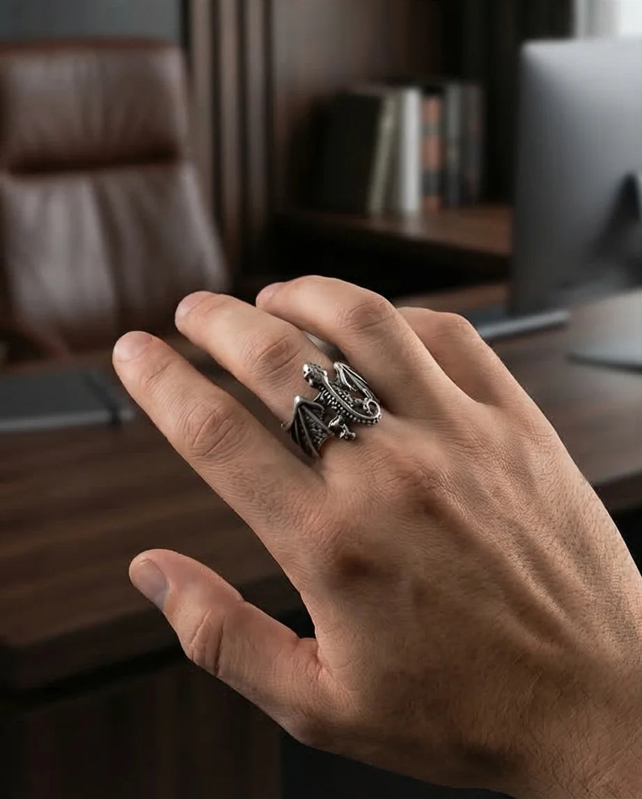 The Shadow Drake: Ancient Dragon Wing Ring