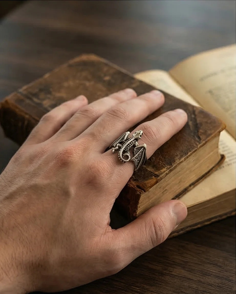 The Shadow Drake: Ancient Dragon Wing Ring