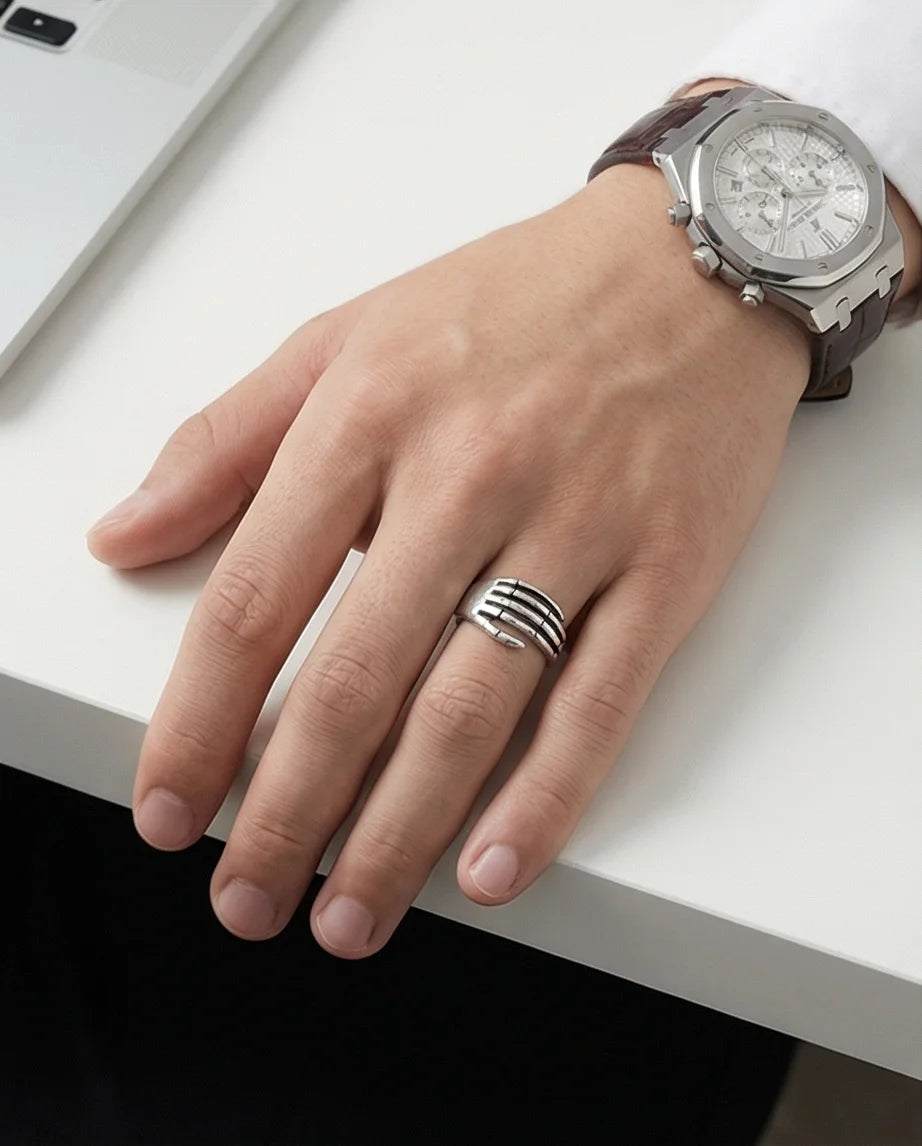 The Eternal Grasp: Antique Skeleton Hand Ring