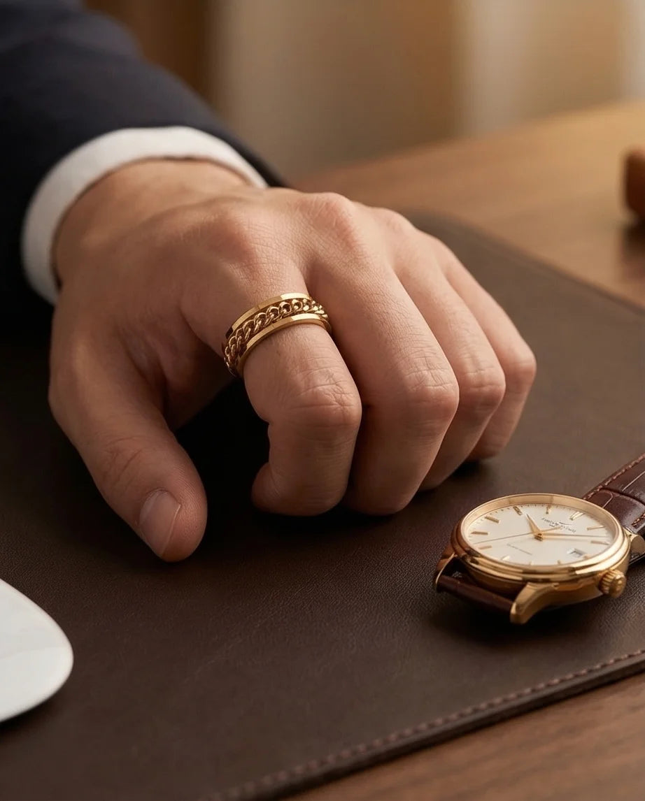 Imperial Dynasty: High-Gloss Gold Spinner Band