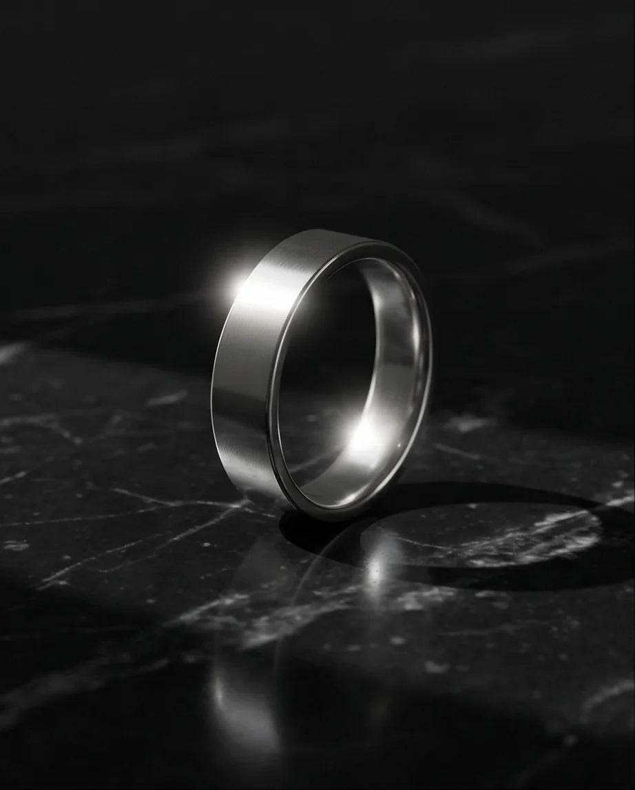 Lunar Zenith: Matte Silver Beveled Edge Ring