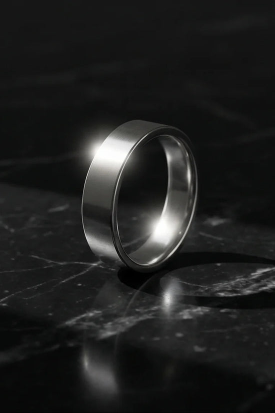 Lunar Zenith: Matte Silver Beveled Edge Ring