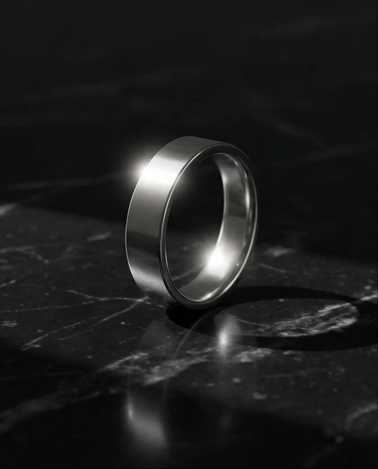 Lunar Zenith: Matte Silver Beveled Edge Ring