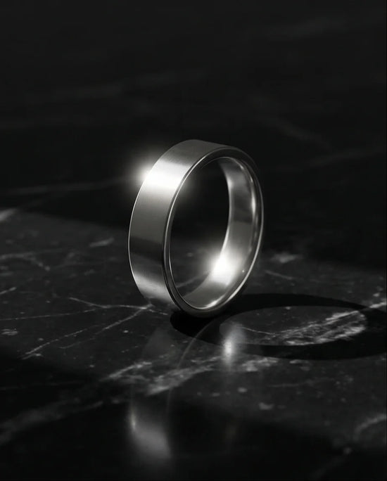 Lunar Zenith: Matte Silver Beveled Edge Ring