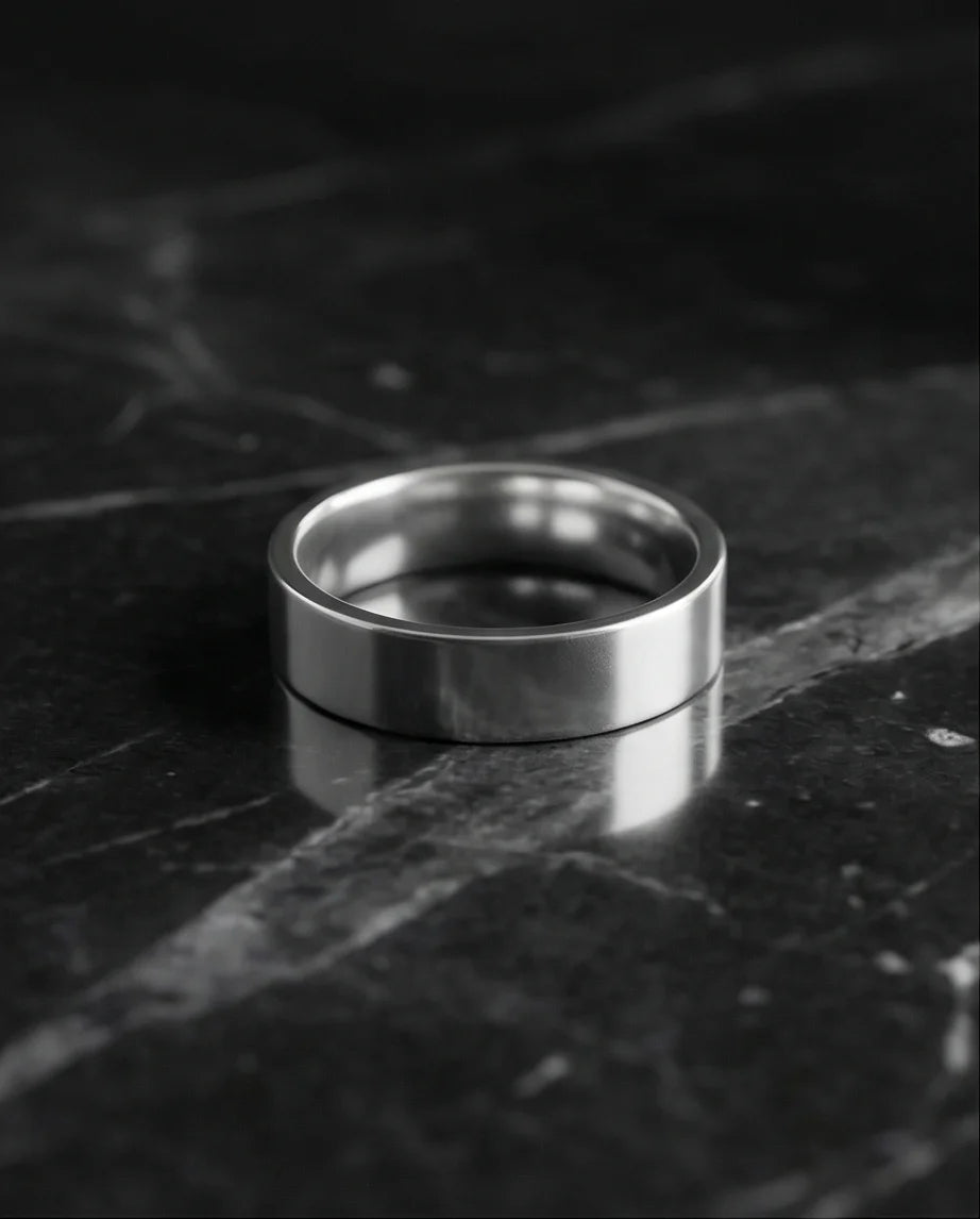 Lunar Zenith: Matte Silver Beveled Edge Ring