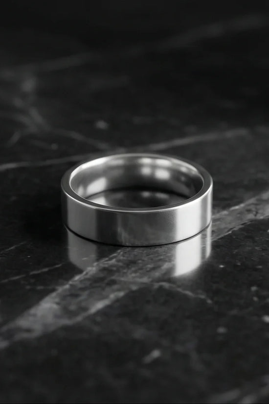 Lunar Zenith: Matte Silver Beveled Edge Ring