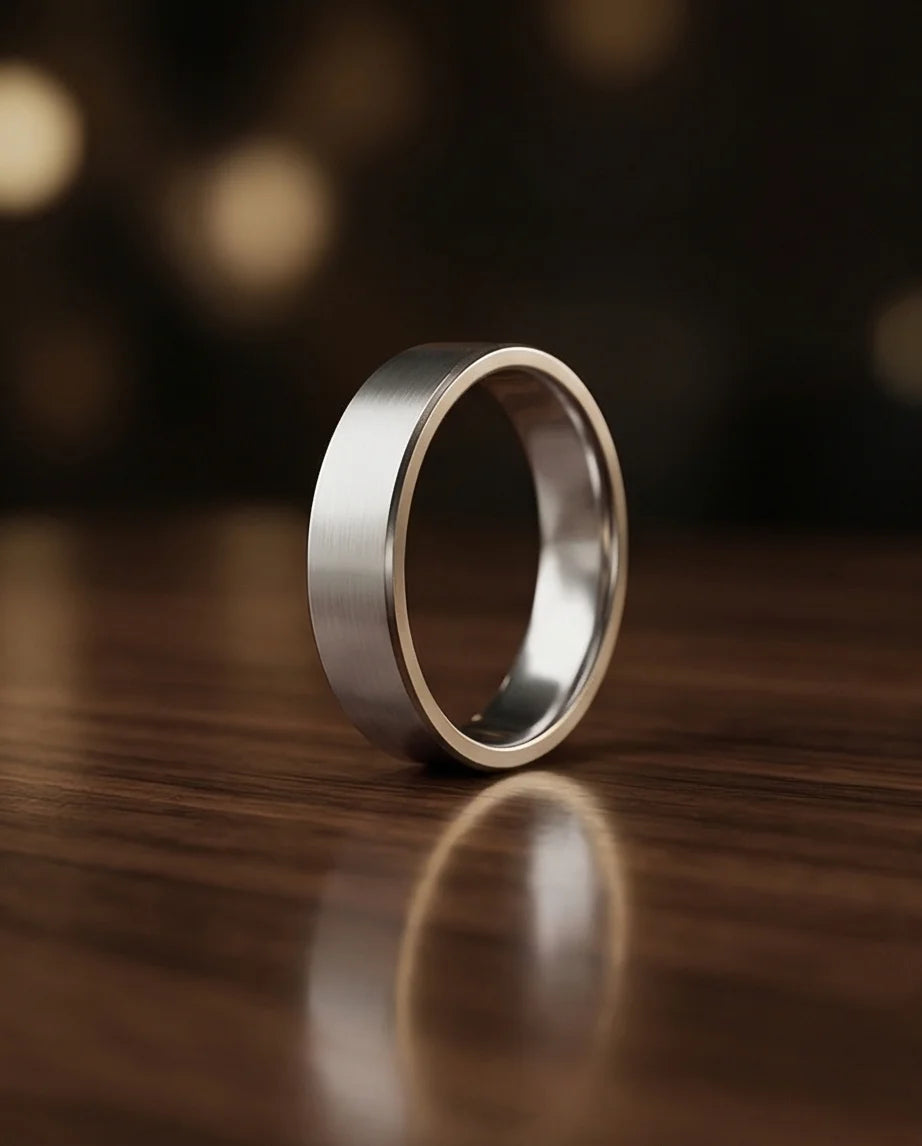 Lunar Zenith: Matte Silver Beveled Edge Ring