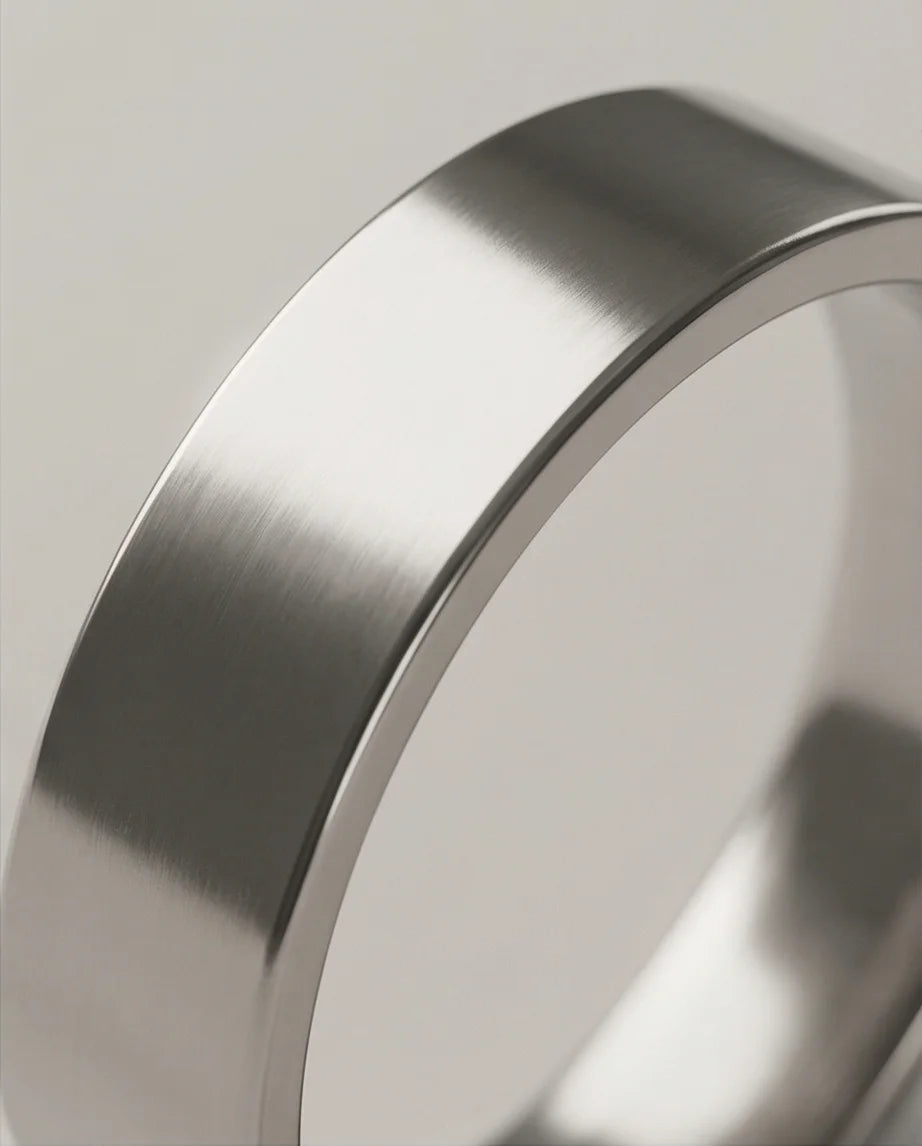 Lunar Zenith: Matte Silver Beveled Edge Ring