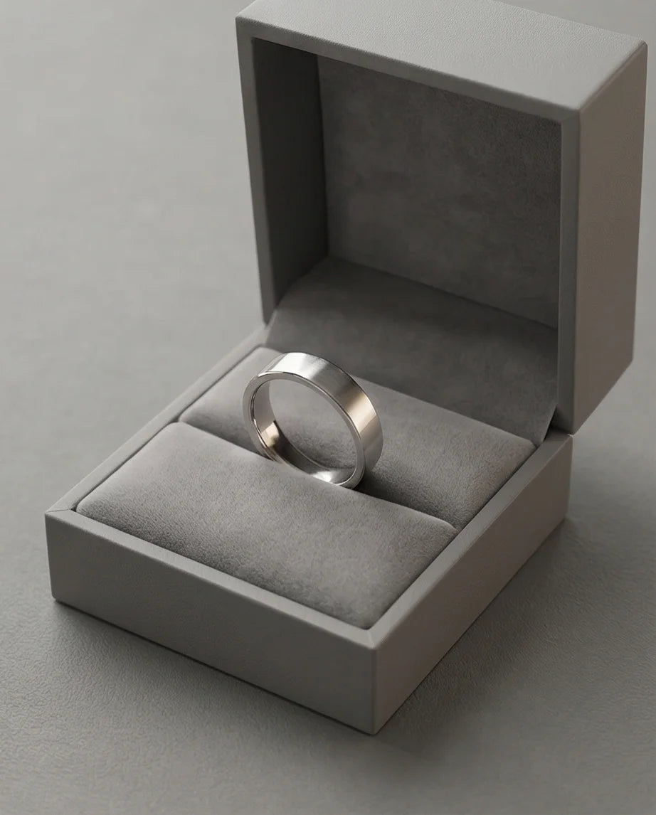 Lunar Zenith: Matte Silver Beveled Edge Ring
