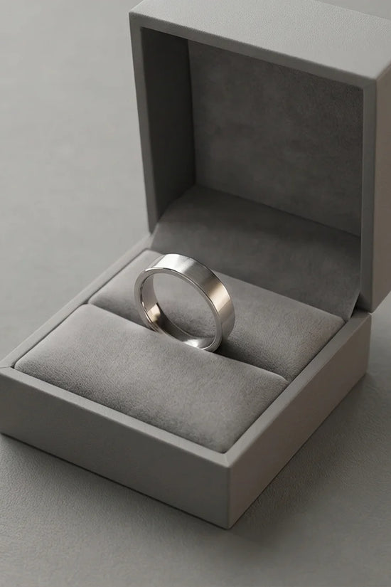 Lunar Zenith: Matte Silver Beveled Edge Ring