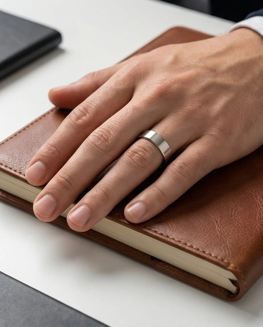 Lunar Zenith: Matte Silver Beveled Edge Ring