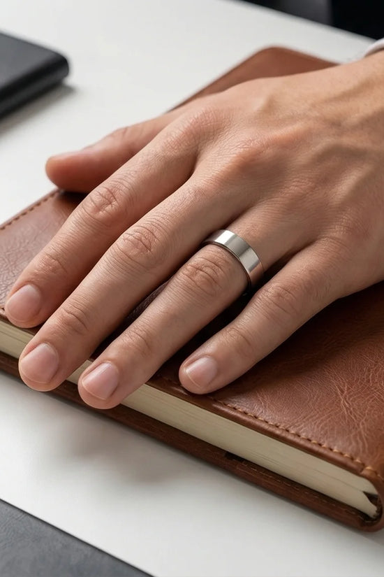Lunar Zenith: Matte Silver Beveled Edge Ring