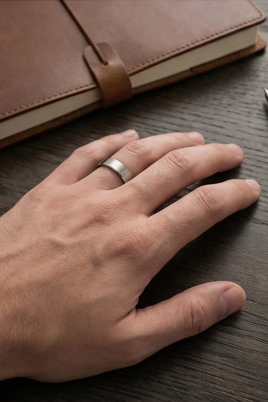 Lunar Zenith: Matte Silver Beveled Edge Ring
