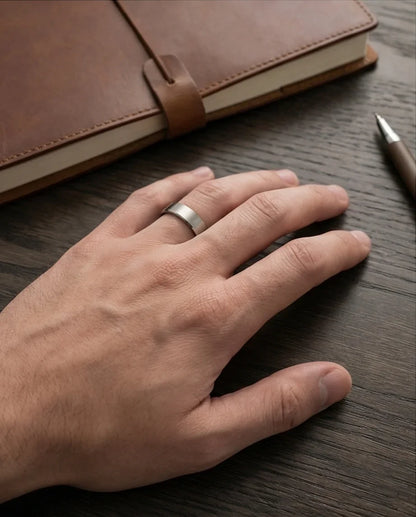 Lunar Zenith: Matte Silver Beveled Edge Ring