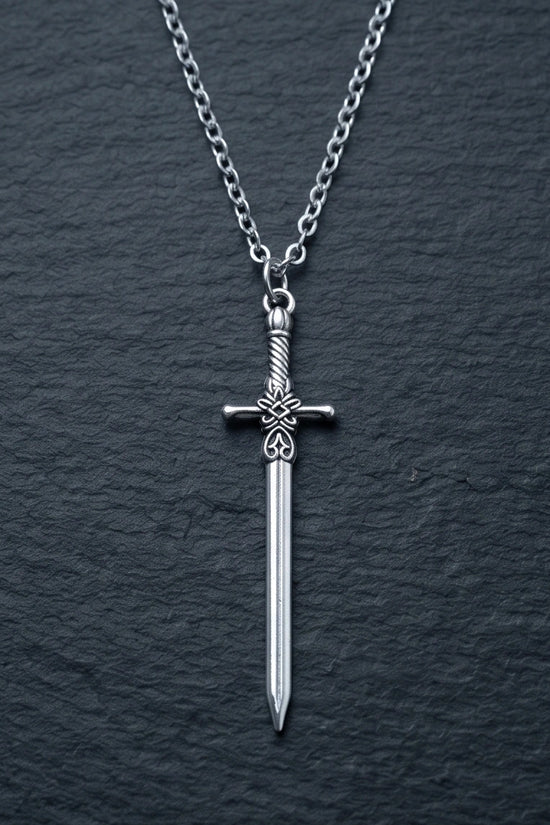 The Celtic Excalibur: Vintage Silver Sword Pendant Necklace