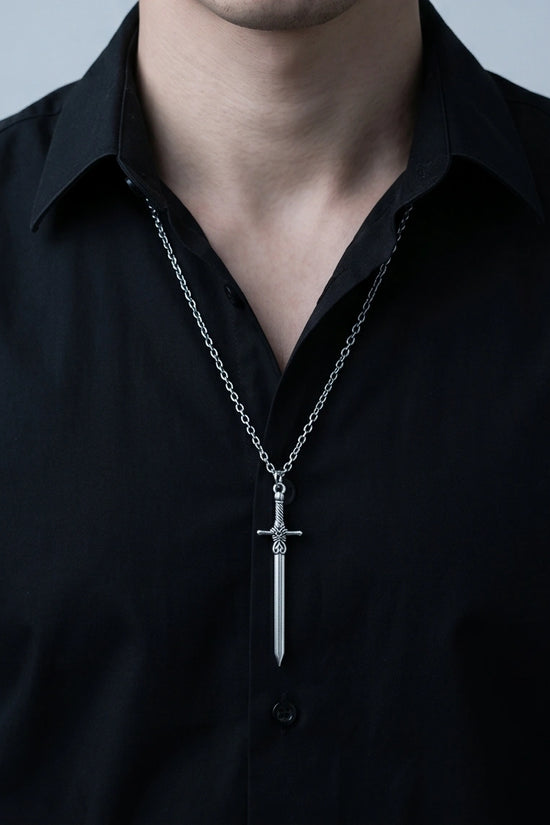 The Celtic Excalibur: Vintage Silver Sword Pendant Necklace