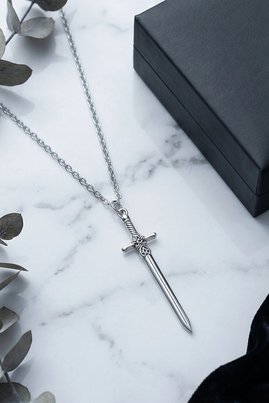 The Celtic Excalibur: Vintage Silver Sword Pendant Necklace