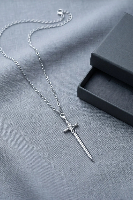 The Celtic Excalibur: Vintage Silver Sword Pendant Necklace