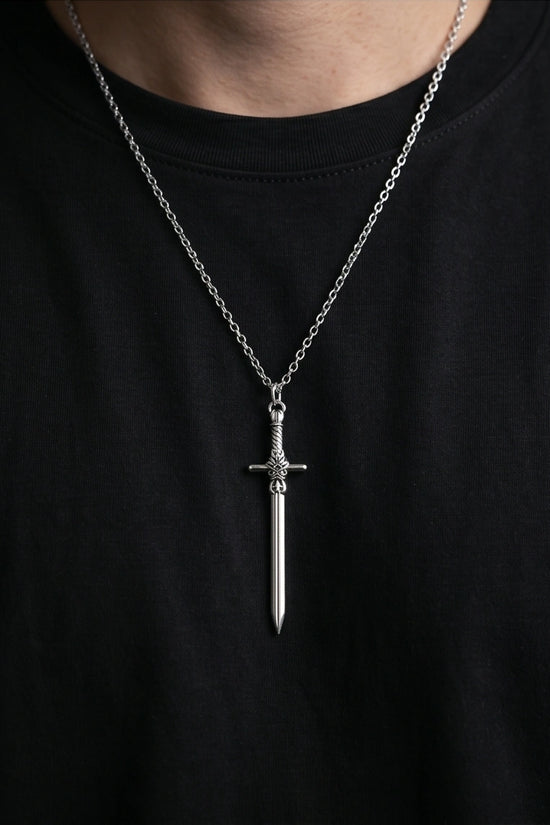 The Celtic Excalibur: Vintage Silver Sword Pendant Necklace