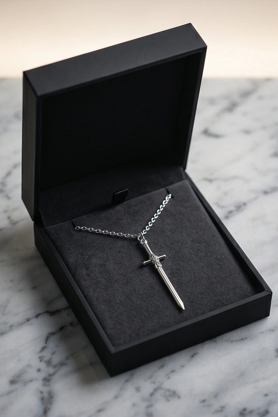 The Celtic Excalibur: Vintage Silver Sword Pendant Necklace