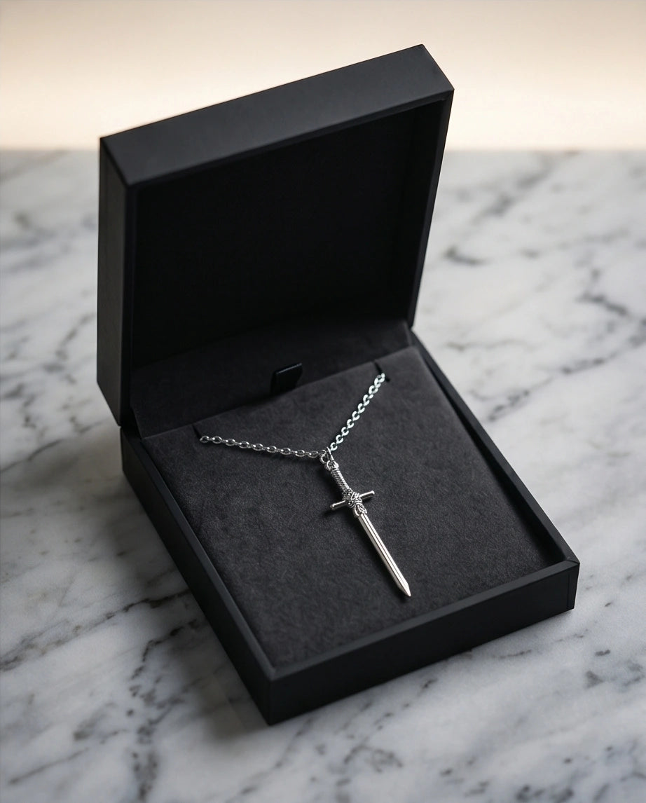The Celtic Excalibur: Vintage Silver Sword Pendant Necklace