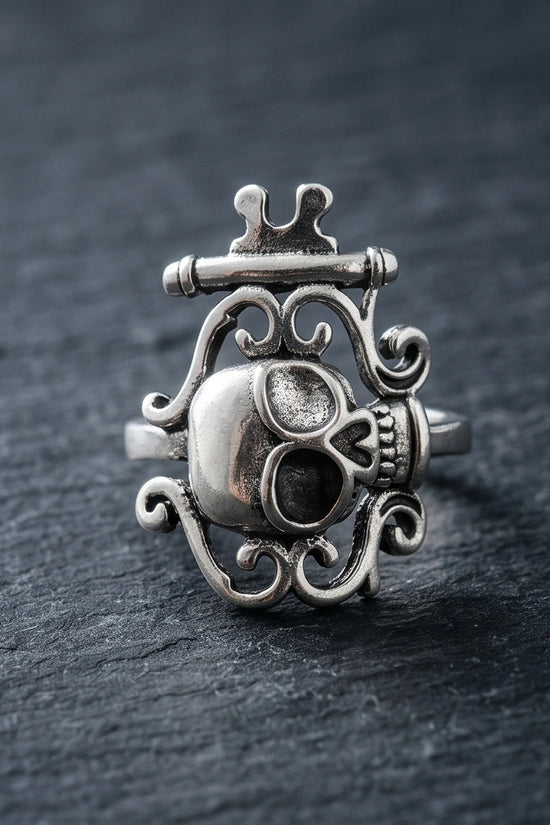 The Royal Rebel: Gothic Skull Filigree Ring