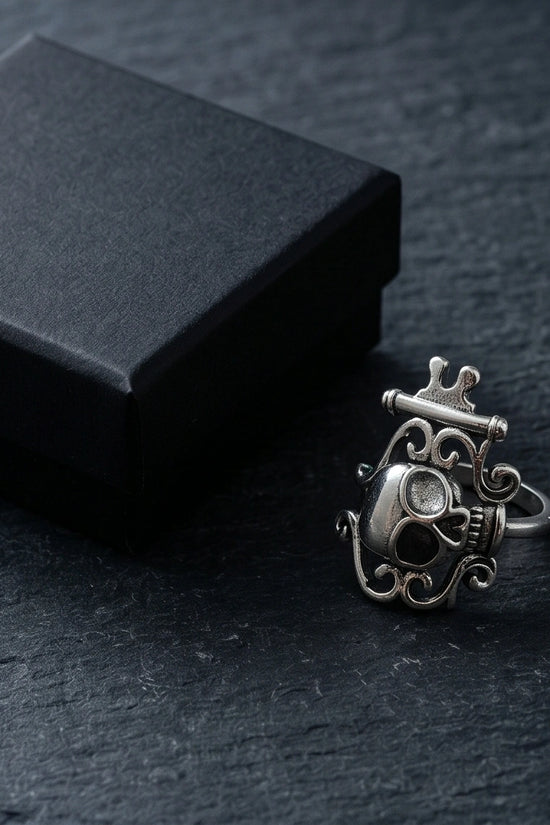 The Royal Rebel: Gothic Skull Filigree Ring