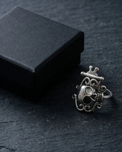 The Royal Rebel: Gothic Skull Filigree Ring