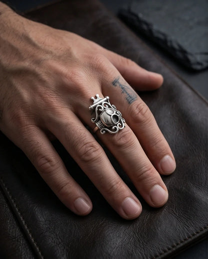 The Royal Rebel: Gothic Skull Filigree Ring