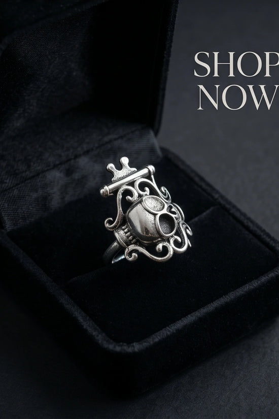 The Royal Rebel: Gothic Skull Filigree Ring