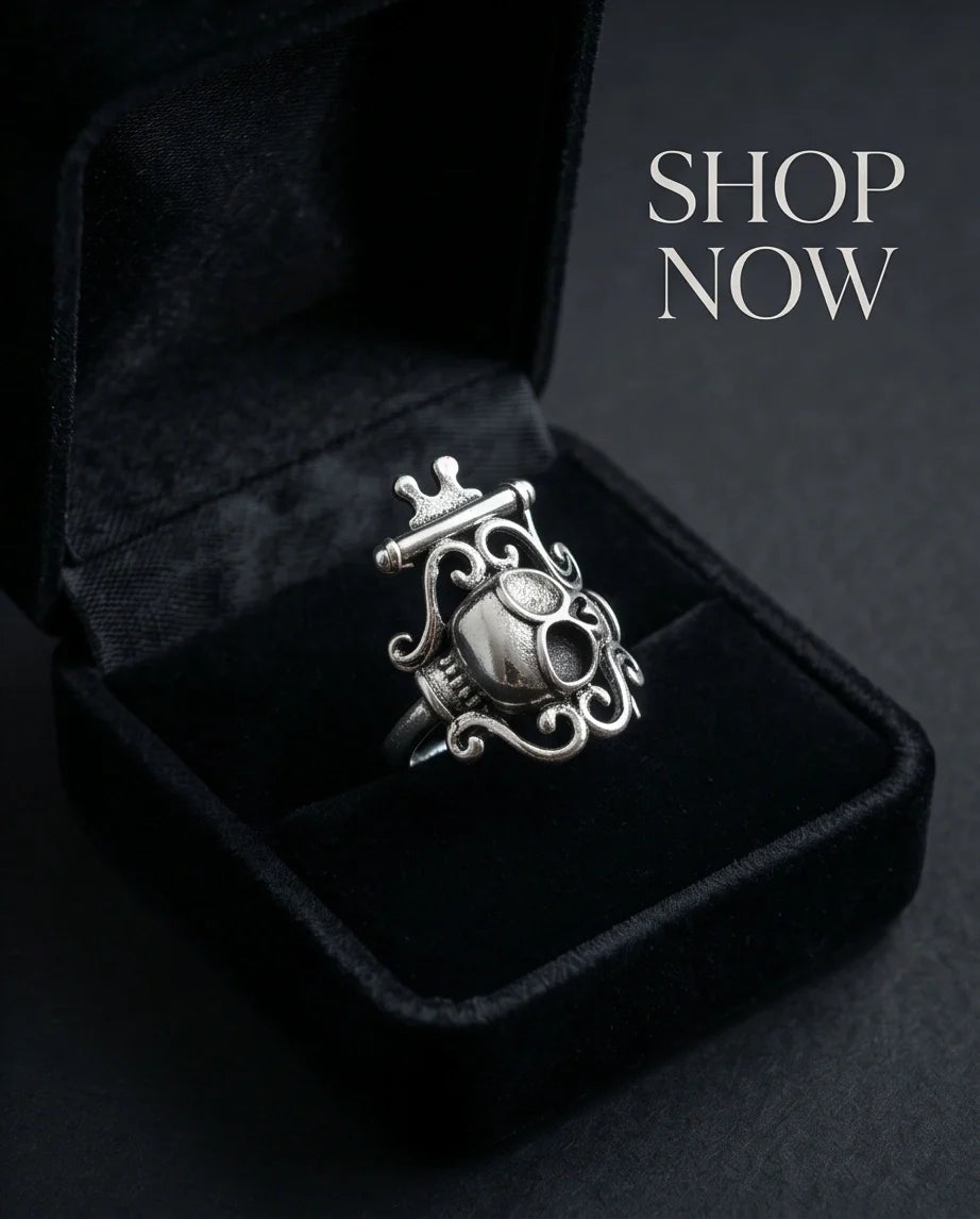 The Royal Rebel: Gothic Skull Filigree Ring