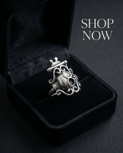 The Royal Rebel: Gothic Skull Filigree Ring