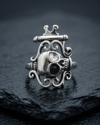 The Royal Rebel: Gothic Skull Filigree Ring