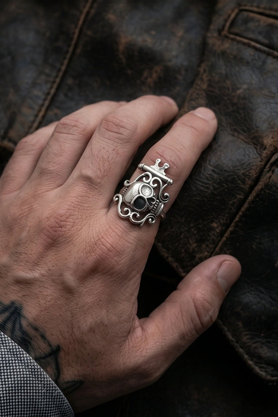 The Royal Rebel: Gothic Skull Filigree Ring
