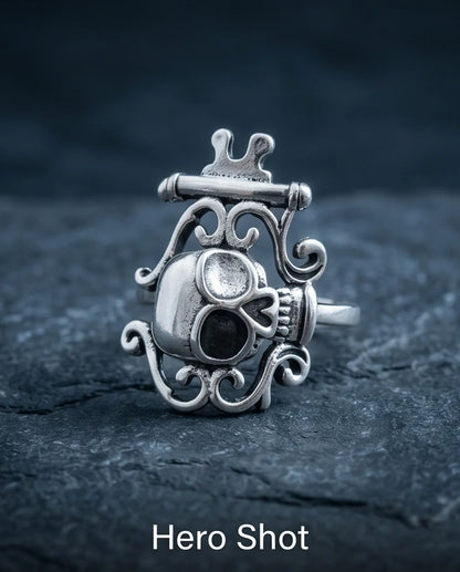 The Royal Rebel: Gothic Skull Filigree Ring