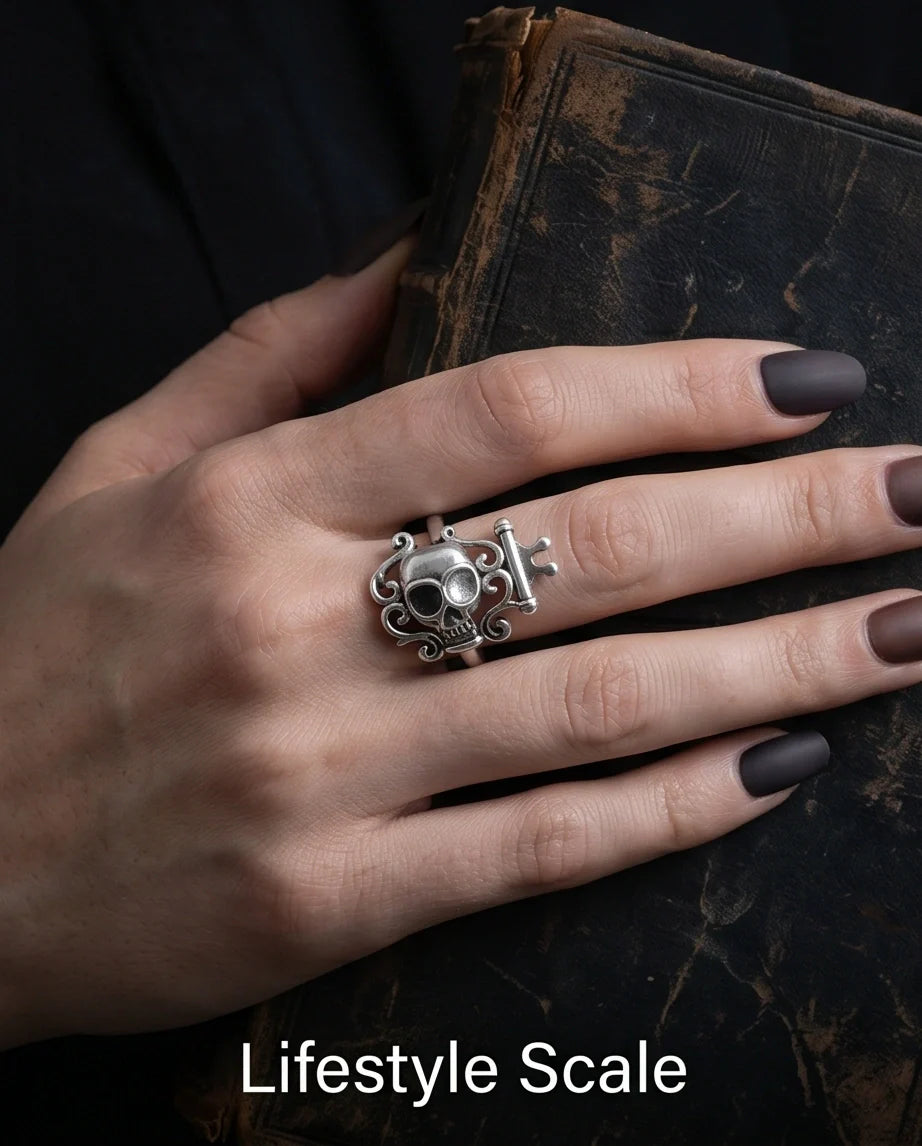 The Royal Rebel: Gothic Skull Filigree Ring
