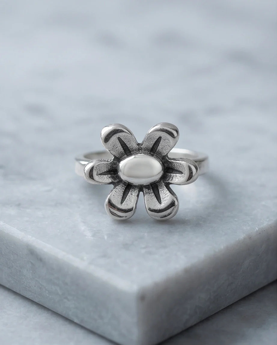 Silver Daisy Blossom Ring