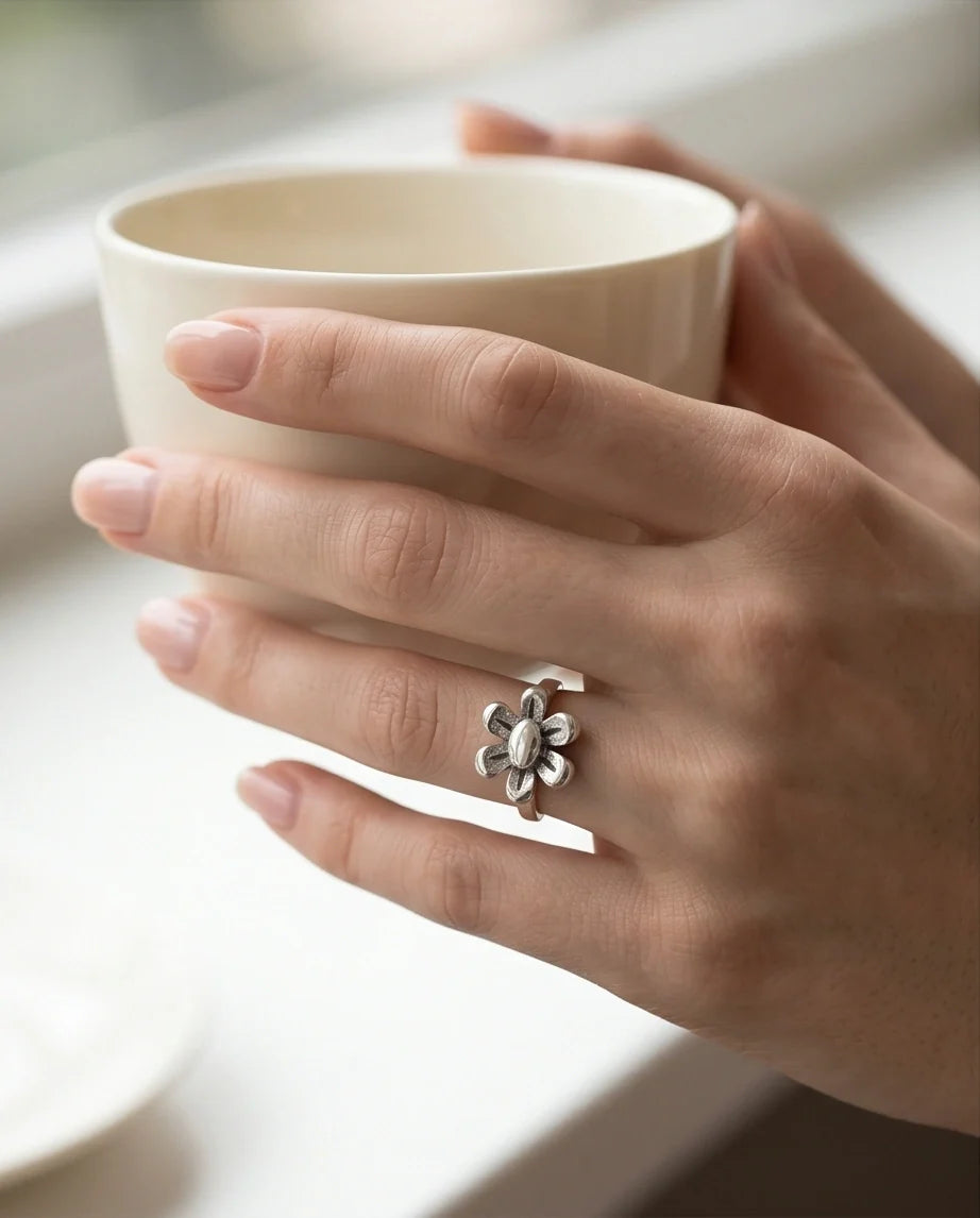 Silver Daisy Blossom Ring
